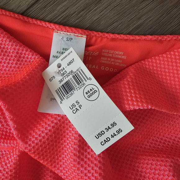 aerie Neon Coral Textured High-Waist Bikini Set - Picture 3 of 5